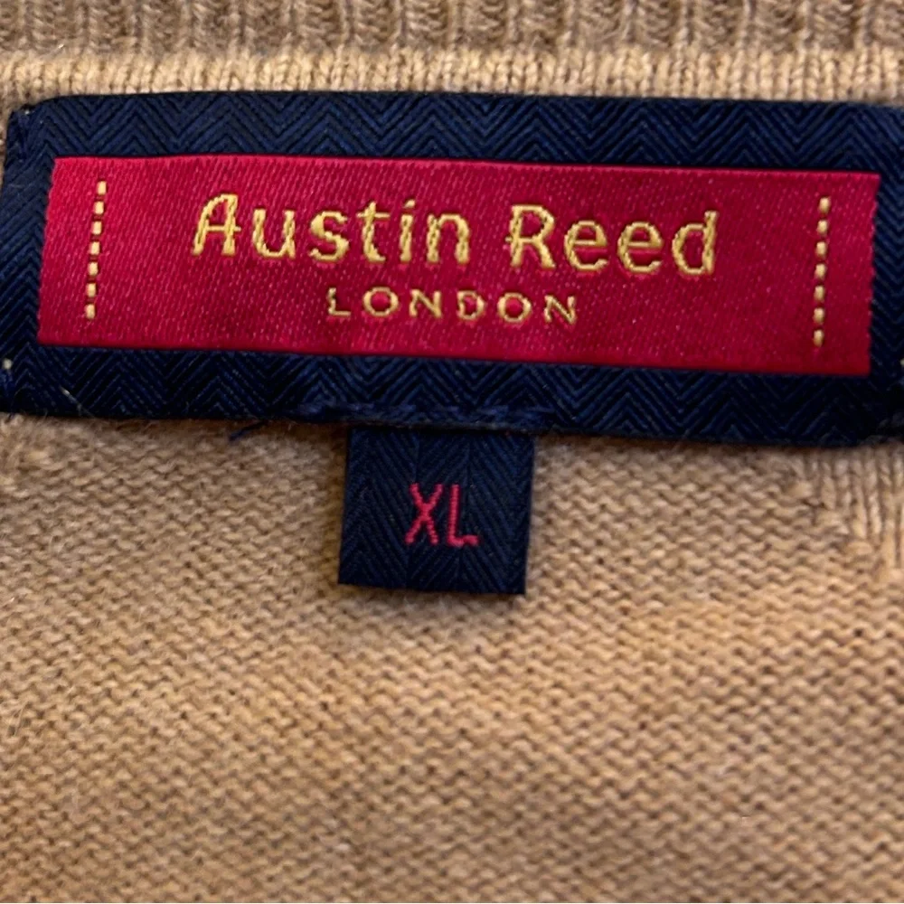 Austin Reed Tan Crewneck Sweater with Ribbed Collar B3